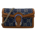 Gucci Shoulder Bag Dionysus Dark Navy Dark Brown Silver Leather