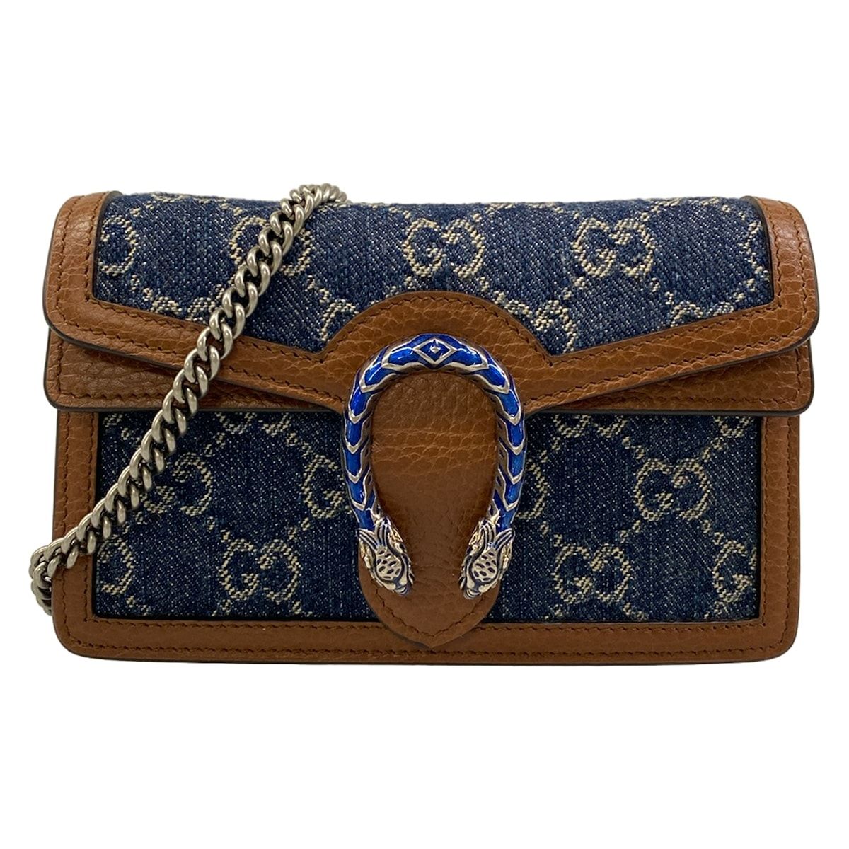 Gucci Shoulder Bag Dionysus Dark Navy Dark Brown Silver Leather