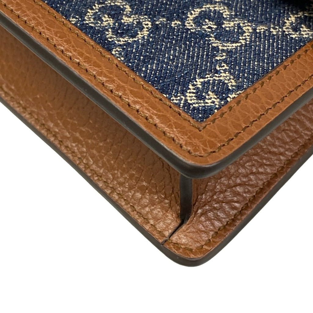 Gucci Shoulder Bag Dionysus Dark Navy Dark Brown Silver Leather — view 6
