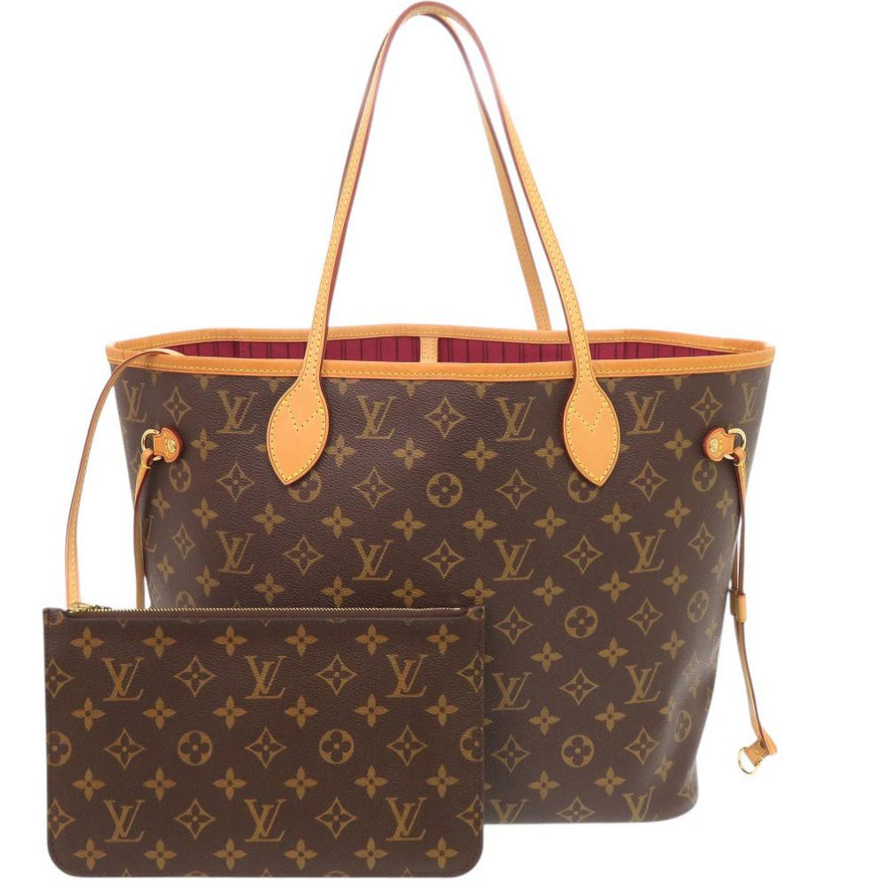 Louis Vuitton Neverfull Pouch with Monogram Fuchsia Tote