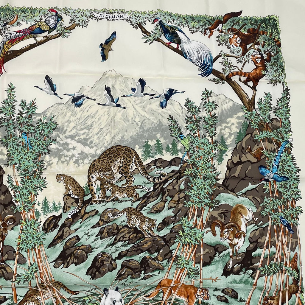 Hermes Carre 90 Scarf Sichuan White — view 3