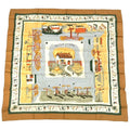 Hermes Carre 90 RE Tour a la Terre Return Yellow Silk 100% Scarf