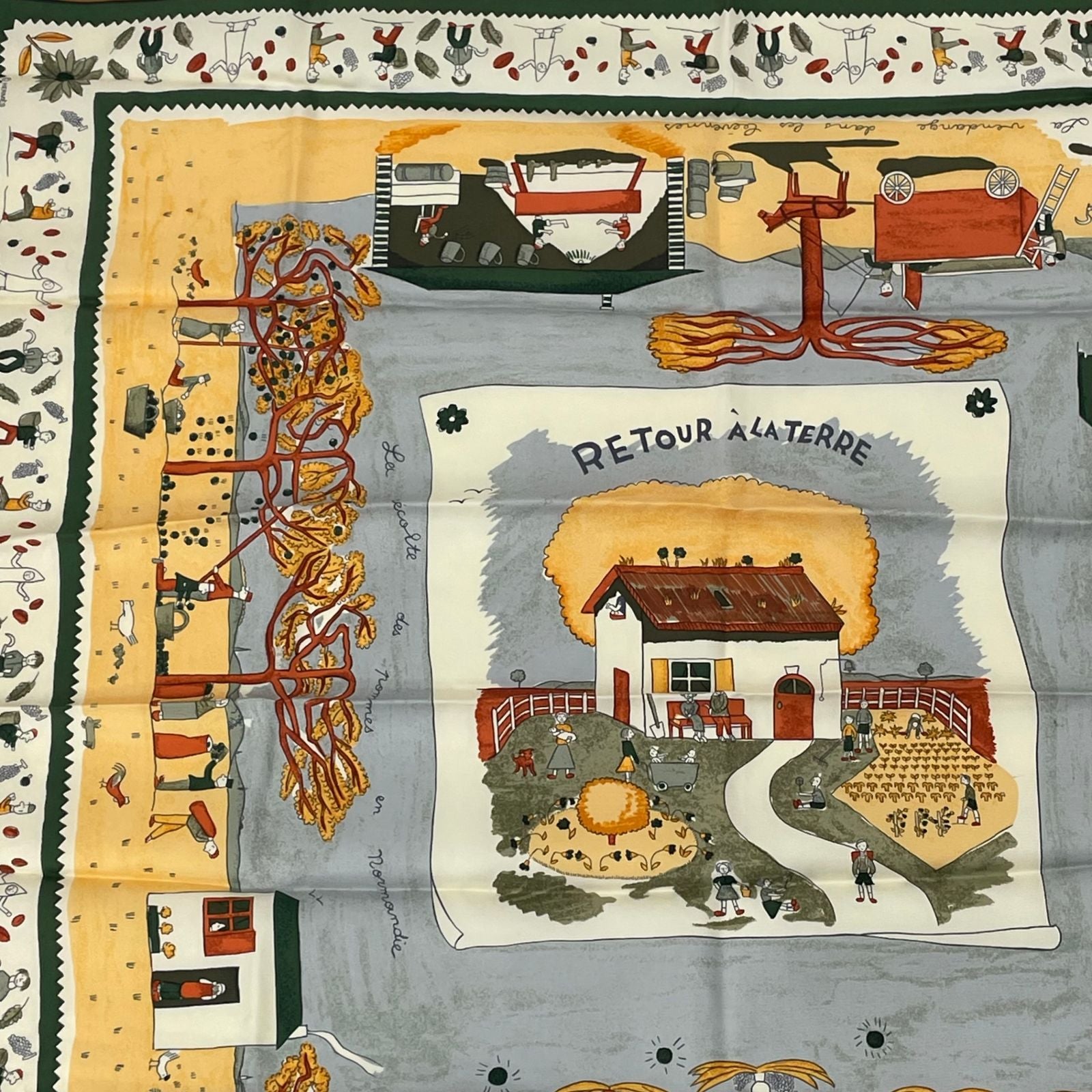 Hermes Carre 90 RE Tour a la Terre Return Yellow Silk 100% Scarf — view 4