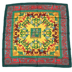 Hermes Early America Carre 90 Scarf Green Multicolor Silk