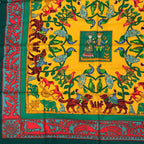 Hermes Early America Carre 90 Scarf Green Multicolor Silk