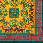 Hermes Early America Carre 90 Scarf Green Multicolor Silk