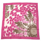 Hermes Scarf Carre 90 Square Pink Multicolor Floral Silk 100% Fleurs Et Carlines