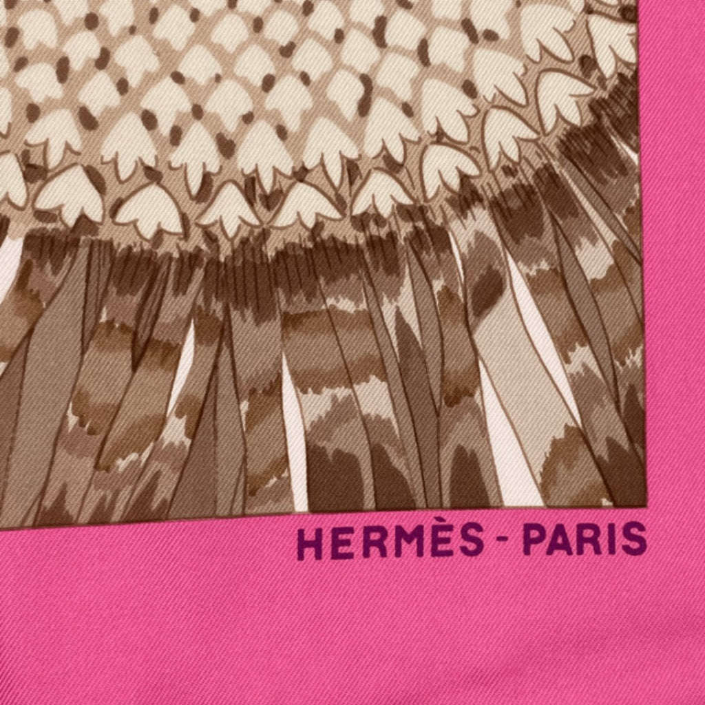 Hermes Scarf Carre 90 Square Pink Multicolor Floral Silk 100% Fleurs Et Carlines