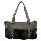 Chanel Handbag Sports Line Gray Green Silver Leather Fur Rabbit — view 3
