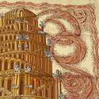 Hermes Carre 90 les Rivieres de Babel River of Scarf Silk 100% Beige — view 5