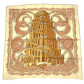 Hermes Carre 90 les Rivieres de Babel River of Scarf Silk 100% Beige