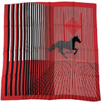 Hermes Carre 90 Mouchoir Imprime AU Galop Horse Pattern Red Scarf
