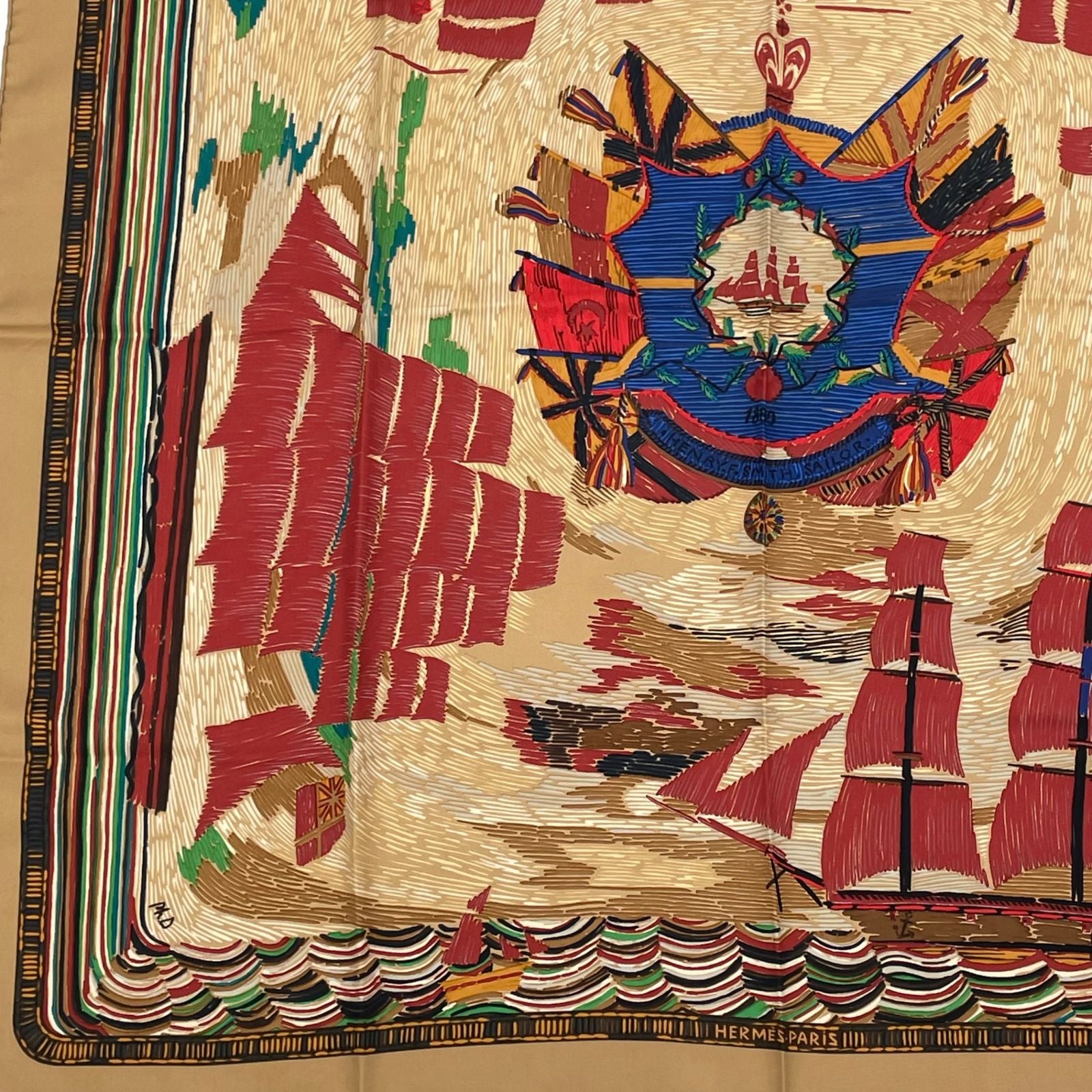 Hermes Scarf Carre 90 Silk Henry Smith Sailor Sailing Ship Voyage Multicolor — view 4