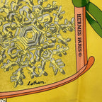 Hermes Carre 90 Neige D'antan Last Year's Snow Yellow Silk 100% Scarf — view 6