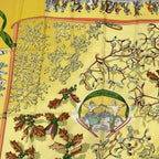 Hermes Carre 90 Neige D'antan Last Year's Snow Yellow Silk 100% Scarf — view 5