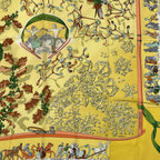 Hermes Carre 90 Neige D'antan Last Year's Snow Yellow Silk 100% Scarf — view 4