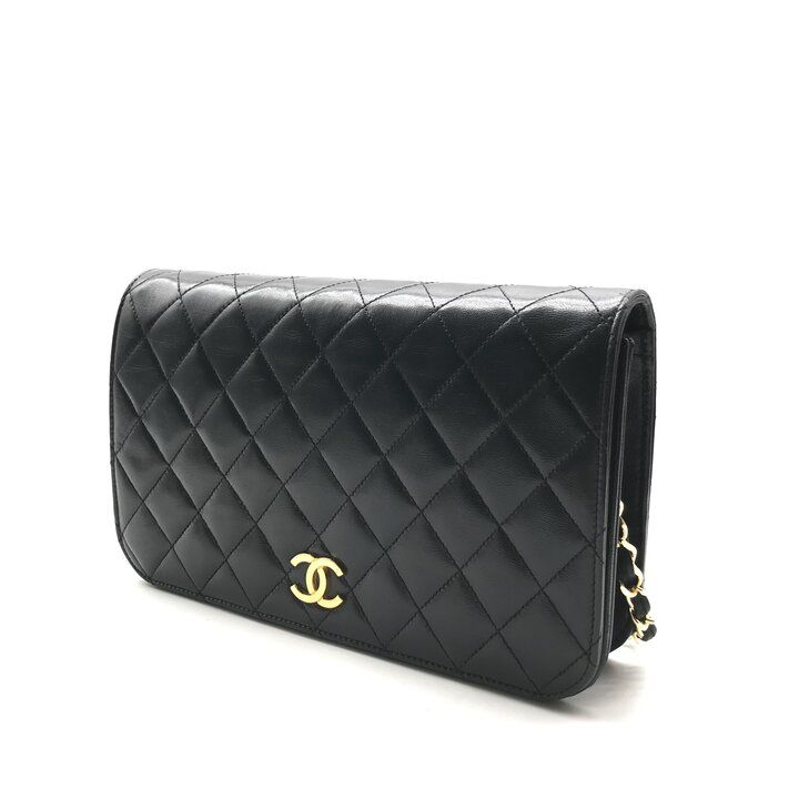 Chanel CC Logo Quilted Leather Push Lock Chain Shoulder Bag Black — view 2
