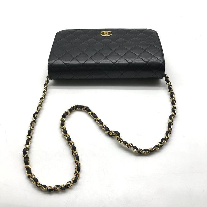 Chanel CC Logo Quilted Leather Push Lock Chain Shoulder Bag Black — view 7