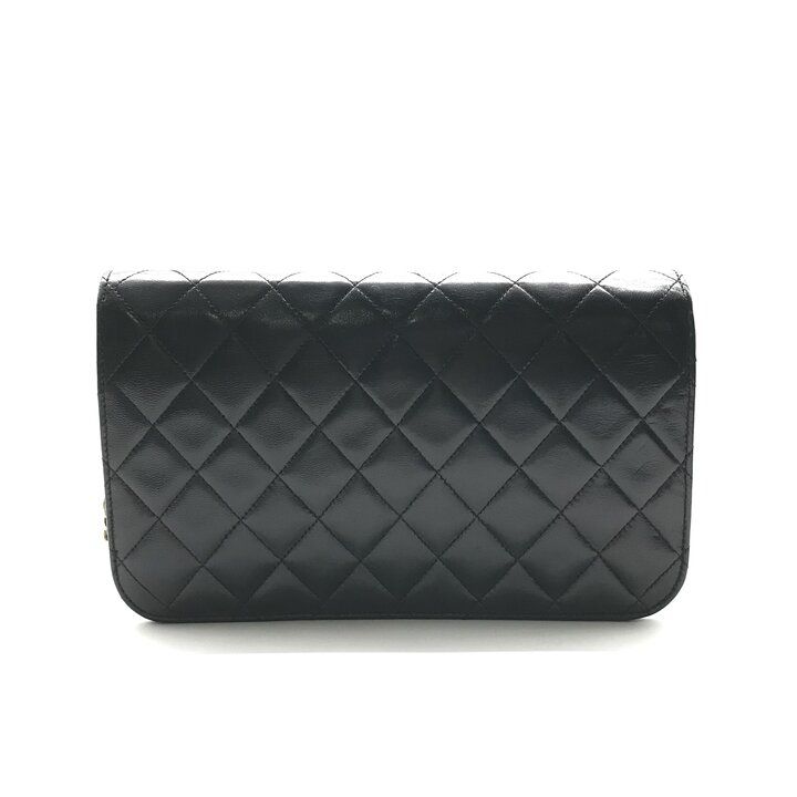 Chanel CC Logo Quilted Leather Push Lock Chain Shoulder Bag Black — view 3