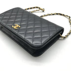 Chanel CC Logo Quilted Leather Push Lock Chain Shoulder Bag Black — view 5