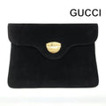Gucci Logo Suede Vintage Clutch Black