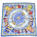 Hermes Carre 90 Prieres AU Vent Prayer in the Wind Silk Scarf Blue