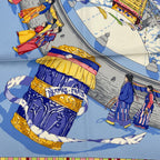 Hermes Carre 90 Prieres AU Vent Prayer in the Wind Silk Scarf Blue — view 6