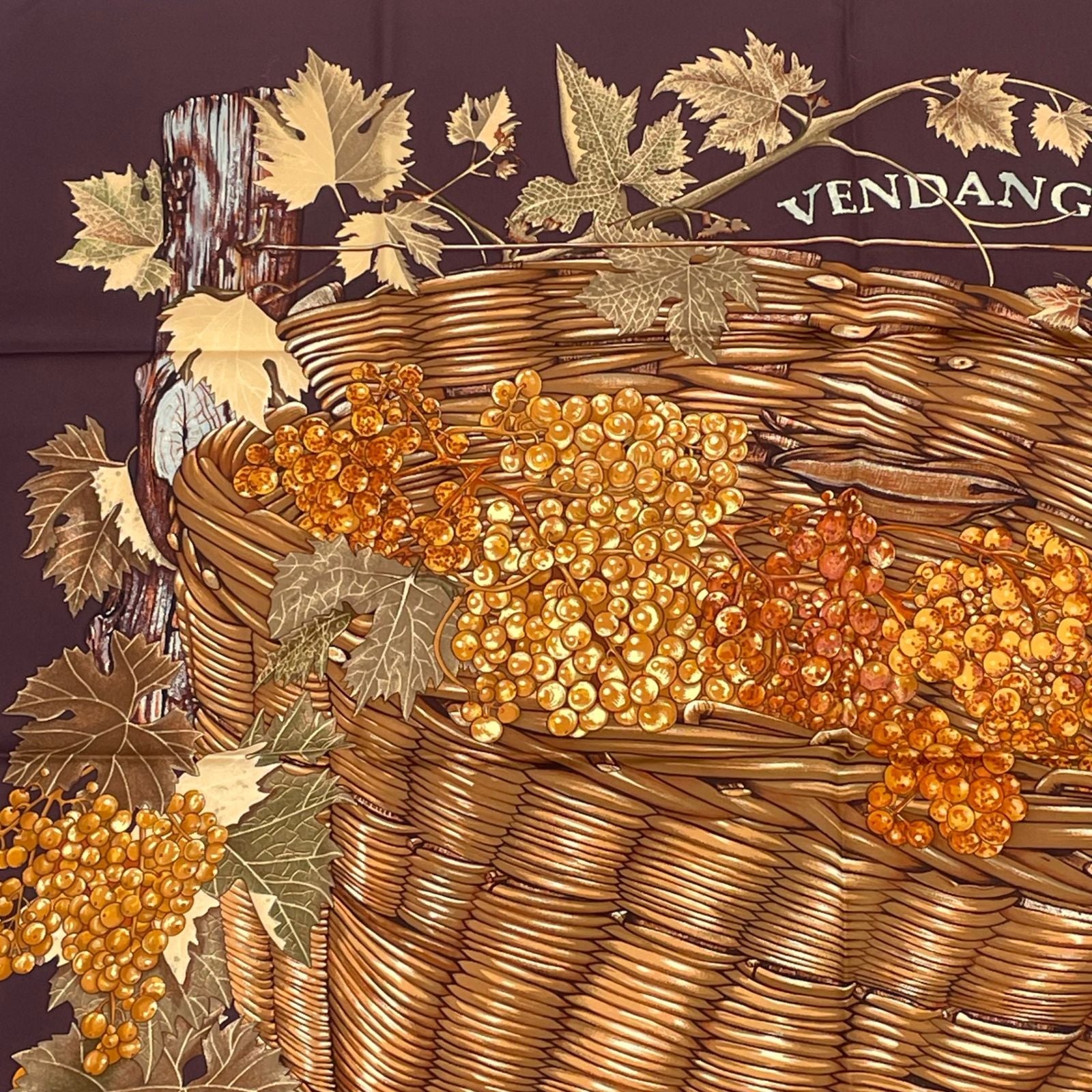 Hermes Carre 90 Scarf Vendanges Brown Silk — view 2