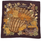Hermes Carre 90 Scarf Vendanges Brown Silk