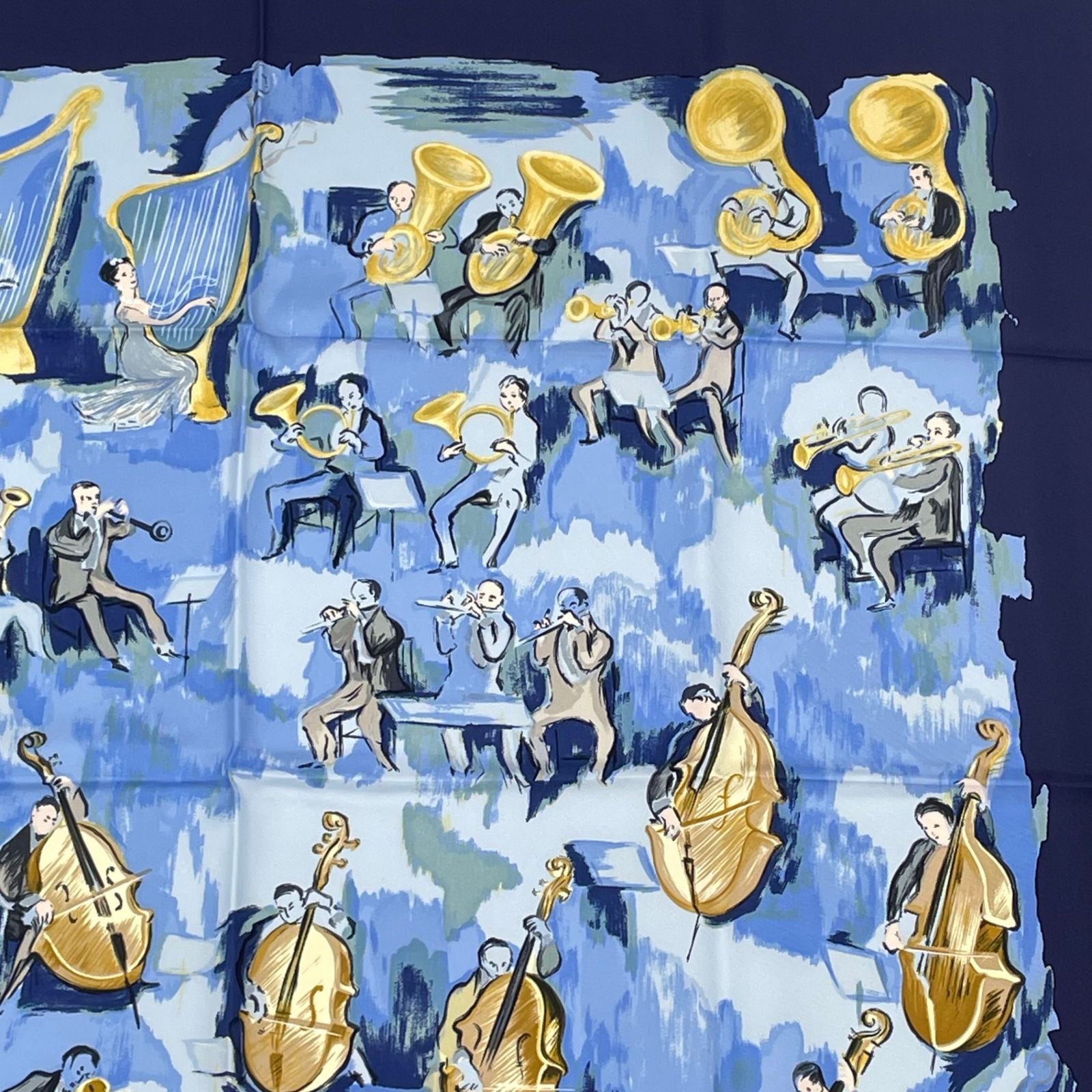 Hermes Carre 90 Concerto Blue Silk 100% Scarf — view 3