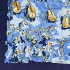 Hermes Carre 90 Concerto Blue Silk 100% Scarf — view 4