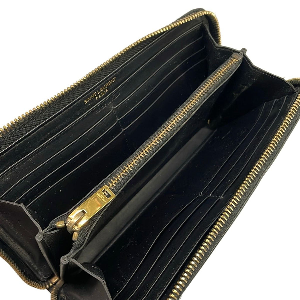 Saint Laurent Paris Wallet Black Zip Around Leather — view 3