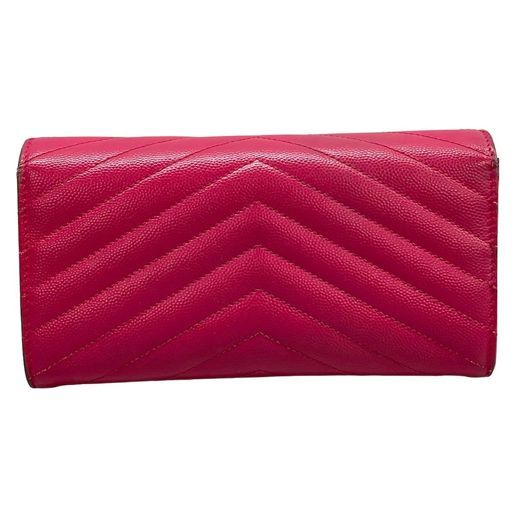 Saint Laurent Paris Wallet Monogram Large Flap Pink Zip Around Leather — view 2