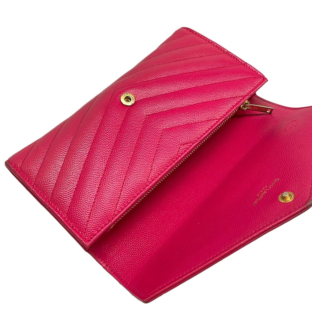 Saint Laurent Paris Wallet Monogram Large Flap Pink Zip Around Leather — view 3