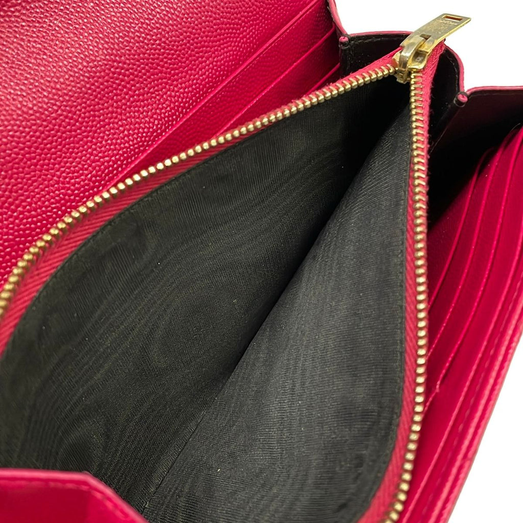 Saint Laurent Paris Wallet Monogram Large Flap Pink Zip Around Leather — view 5