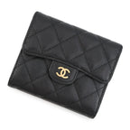Chanel Trifold Wallet Classic Small Flap Lambskin Black