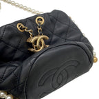 Chanel Chain Shoulder Bag Pearl Quilted CC Logo Black — view 6