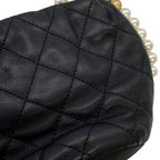 Chanel Chain Shoulder Bag Pearl Quilted CC Logo Black — view 8
