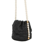 Chanel Chain Shoulder Bag Pearl Quilted CC Logo Black — view 2