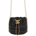 Chanel Chain Shoulder Bag Pearl Quilted CC Logo Black