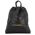 Chanel Backpack 22 Small Shiny Calfskin Black