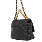 Chanel Chain Shoulder Bag 19 CC Logo Shiny Lambskin Black — view 2