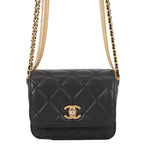 Chanel Chain Shoulder Bag Quilted CC Logo Lambskin Black