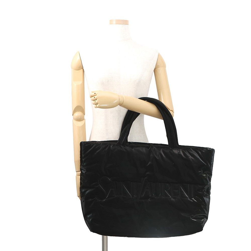Saint Laurent Paris Tote Wide Puffer Logo Nylon Black — view 4