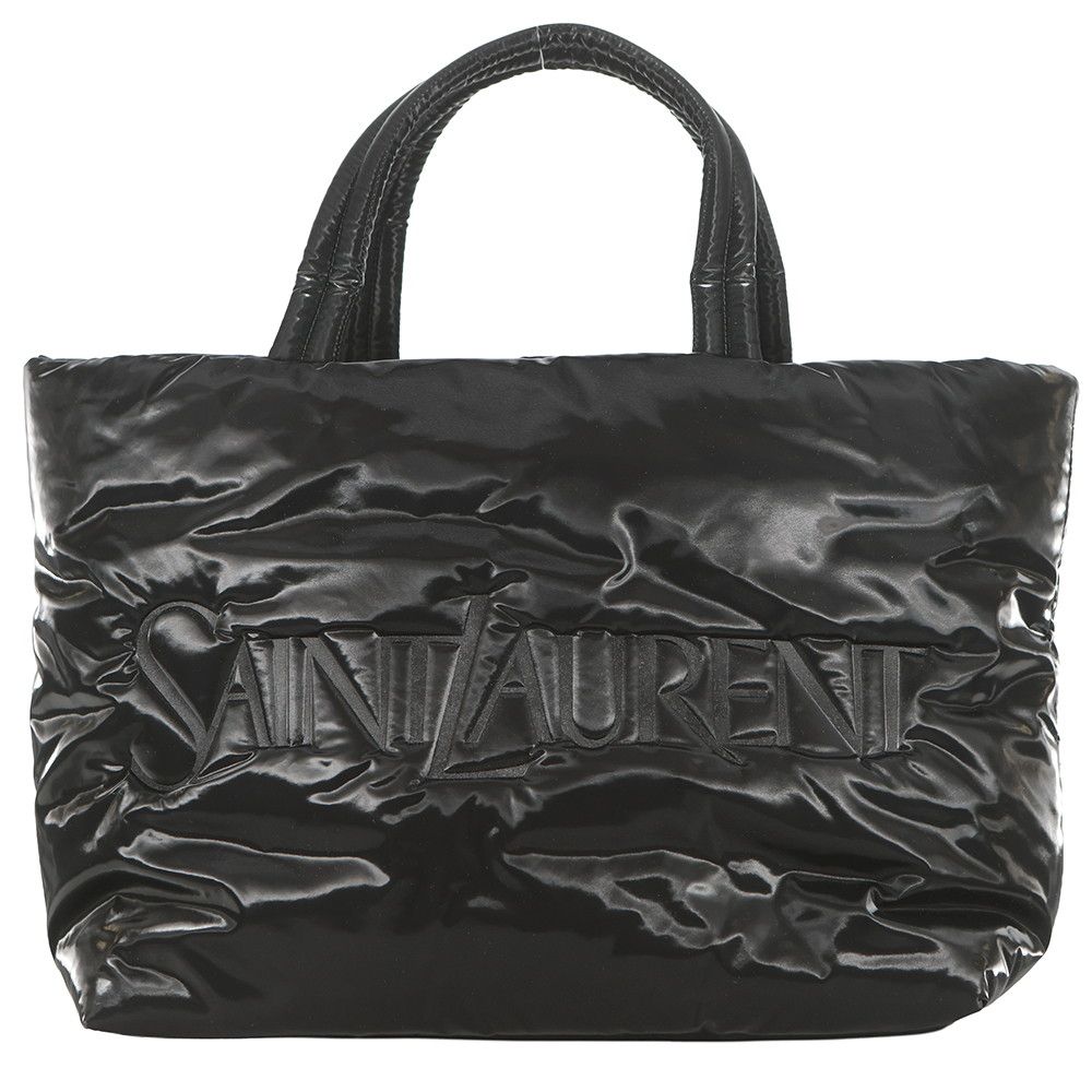 Saint Laurent Paris Tote Wide Puffer Logo Nylon Black