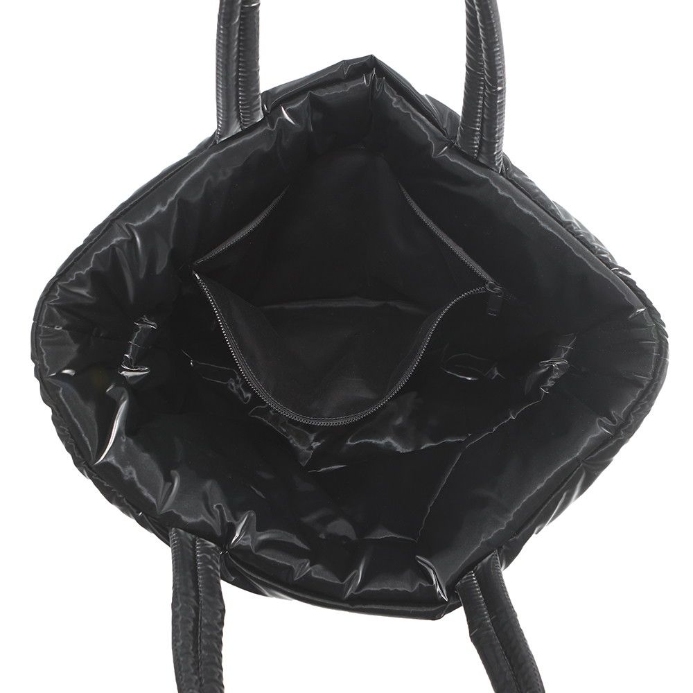 Saint Laurent Paris Tote Wide Puffer Logo Nylon Black — view 5
