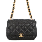 Chanel Chain Shoulder Bag Small Quilted CC Logo Lambskin Black
