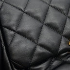 Chanel Chain Shoulder Bag Small Quilted CC Logo Lambskin Black — view 9