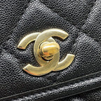 Chanel Chain Shoulder Bag Quilted CC Logo Grained Calfskin — view 7