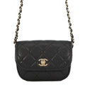 Chanel Chain Shoulder Bag Quilted CC Logo Grained Calfskin